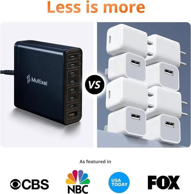 Alt view image 5 of 6 - Upgraded 240W 8 Ports GaN Charger, USB Charging Hub, Multi USB C Charger Station, USB-C Charging Hub for MacBook Pro/Air/iPad Pro/iPhone/ Galaxy Note