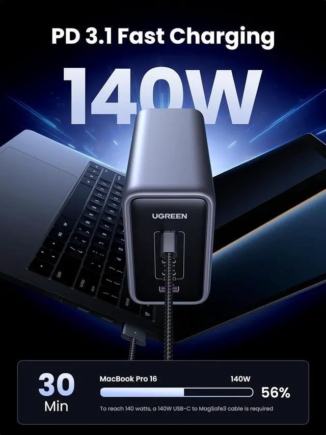 Alt view image 3 of 7 - Nexode 300W USB C Charger Block, 5-Port Charging Station GaN Charger Desktop Charger Compatible with MacBook Pro/Air,  XPS, iPhone 16/15/14, Galaxy S24, iPad Air/Pro, Pixel 8, Steam Deck