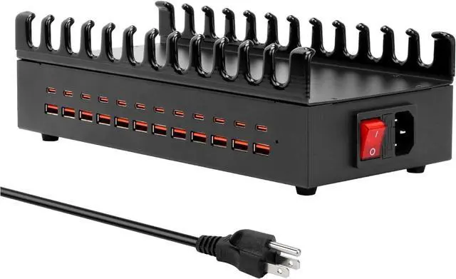 Main image of 300W Charging Station for Multiple Devices 24 Port USB C Fast Charging Station Multi Device Charger Station Organizer Compatible with Cellphone Tablet Kindle iPhone iPad and More