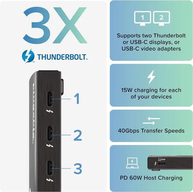 Alt view image 2 of 7 - Plugable Thunderbolt Hub, 4-in-1 Pure USB-C Design, Includes USB-C to 4K HDMI Adapter, Laptop Charging, Compatible with Mac, Windows, Thunderbolt 4, USB4, Thunderbolt 3, USB-C Devices, Driverless