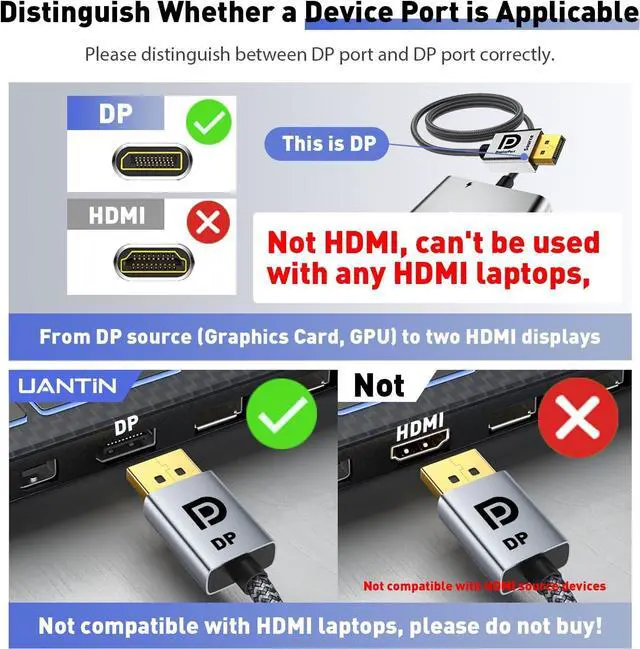 Alt view image 6 of 7 - DisplayPort Splitter for 3 Monitors Extended Display | 4K 60Hz Display Port 1 in 3 Out DP to Three DP MST Hub Adapter for PC NVIDIA AMD
