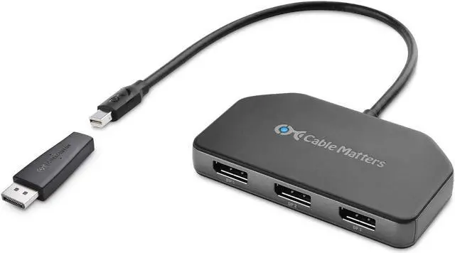 Main image of Cable Matters 101075, Triple Monitor Mini DisplayPort/DisplayPort Hub, (3X 4K DisplayPort Splitter) 3-Port DisplayPort 1.4 Enabled for 8K and 4K 120Hz HDR for Windows Only, NOT Compatible with macOS