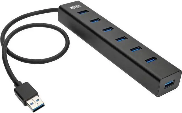 Main image of Tripp Lite 7-Port Portable USB 3.0 SuperSpeed Mini Hub/Splitter Portable Aluminum 5 Gbps Data Transfer, Black