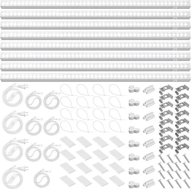 Main image of T5 Grow Lights, 5000K White Full Spectrum LED Grow Lights, 2ft 80W (8 x 10W) Plant Grow Lights for Indoor Plants, Plug and Play, 8-Pack