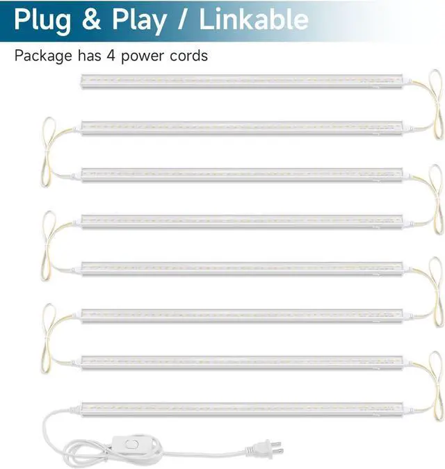 Alt view image 6 of 7 - T5 Grow Lights, 5000K White Full Spectrum LED Grow Lights, 2ft 80W (8 x 10W) Plant Grow Lights for Indoor Plants, Plug and Play, 8-Pack