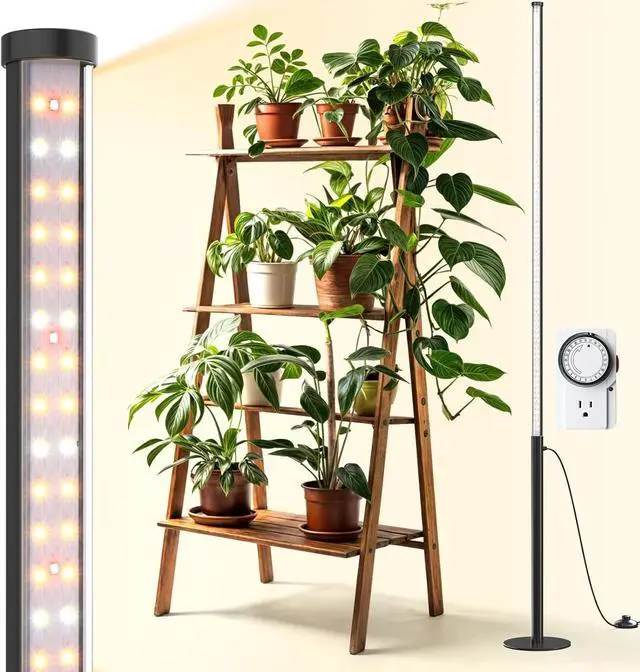 Main image of T10 Pro Standing Grow Light with Timer, 42W, 169 LEDs, Full Spectrum Vertical Grow Light for Indoor, Wide Coverage, 4FT to 5.6FT Height with Foot Switch, Ideal for Flowering and Tall Plants