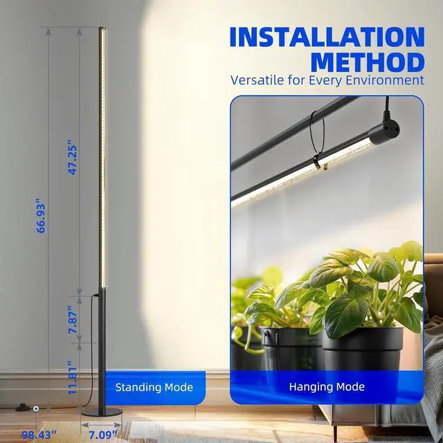 Alt view image 6 of 7 - T10 Pro Standing Grow Light with Timer, 42W, 169 LEDs, Full Spectrum Vertical Grow Light for Indoor, Wide Coverage, 4FT to 5.6FT Height with Foot Switch, Ideal for Flowering and Tall Plants