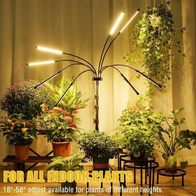 Alt view image 4 of 6 - Grow Lights for Indoor Plants, 8 in 1 Full Spectrum Grow Light for Indoor Growing with Tripod Stand, Auto On/Off Timing 4/8/12H, Plant Light for Indoor Plants with 400 LEDs. (Full Spectrum)