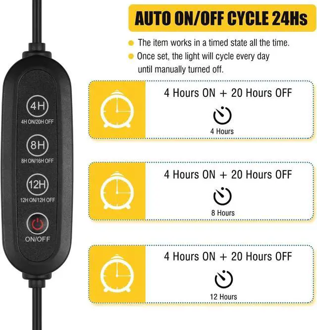 Alt view image 6 of 6 - Grow Lights for Indoor Plants, 8 in 1 Full Spectrum Grow Light for Indoor Growing with Tripod Stand, Auto On/Off Timing 4/8/12H, Plant Light for Indoor Plants with 400 LEDs. (Full Spectrum)