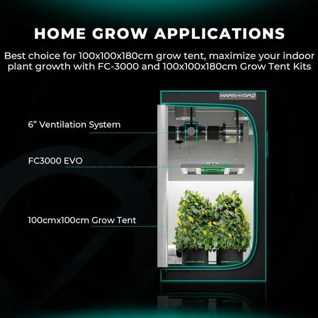 Alt view image 6 of 7 - Mars Hydro 2 in 1 Design FC3000 EVO 300W,  LM301H EVO LED Grow Light 3x3 ft Coverage, Commercial Full Spectrum Daisy Chain Dimmable Bar Style Grow Lamp for Indoor Plants