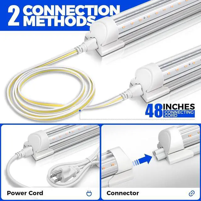 Alt view image 6 of 7 - Plant Grow Light, 252W(6 x 42W, 1400W Equivalent), Full Spectrum, LED Grow Light Strips, T8 Integrated Growing Lamp Fixture, Grow Shop Light, with ON/Off Switch, 6-Pack