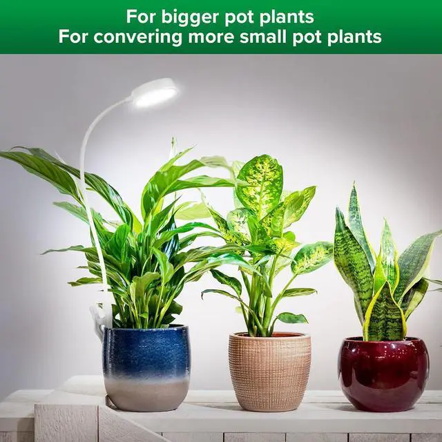 Alt view image 5 of 7 - Grow Lights for Indoor Plants, Pot Clip LED Plant Light for Growing Full Spectrum, Plant Growing Lamp with 4-Level Dimmable, Auto On Off 3 6 12 Hrs Timer for Pot Plants, White 10W 2-Pack