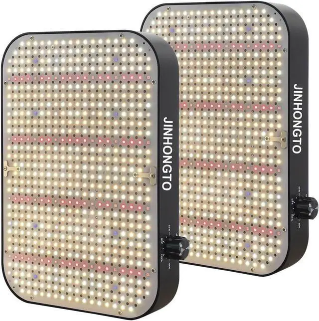 Main image of 2-Pack Dimmable LED Grow Light 65Watt, JINHONGTO 2x2 UV-IR Full Spectrum Growing Lamp for Seed Starting, Seedlings, LED Grow Lights for Indoor Plants with Daiy Chain Function, Quiet Built-in Fan