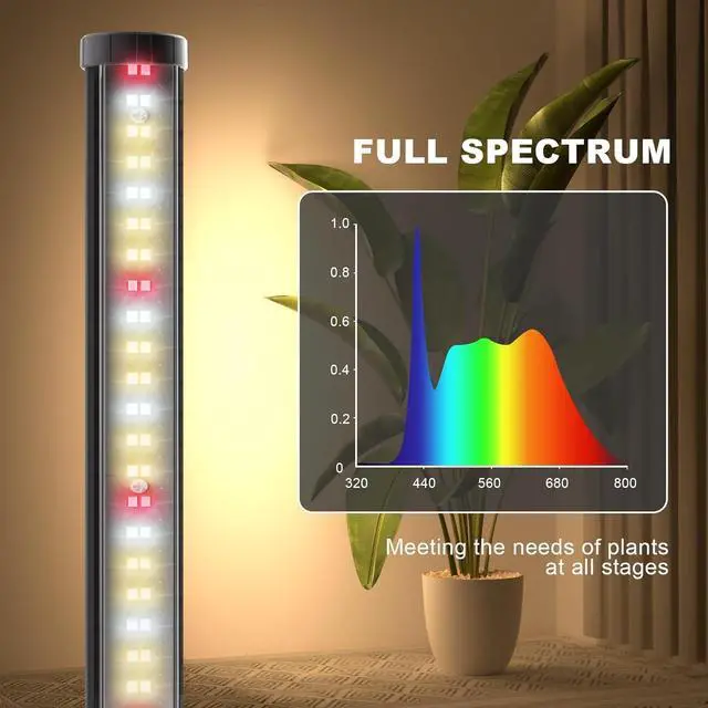 Alt view image 2 of 7 - LED Grow Light for Indoor Plants: 50 Inch Full Spectrum Plant Lights for Seed Starting with Timer and 10 Level Dimmable Standing Plant Growing Lamp for Greenhouse with Hanging Accessories