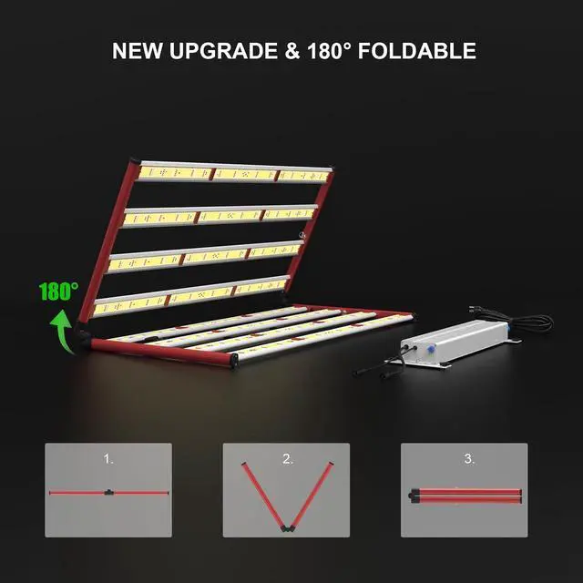 Alt view image 3 of 7 - 800W LED Grow Lights, Full Spectrum Grow Light with UV IR, Daisy Chain Plant Bar Style Grow Light Foldable & Dimmable for Indoor Growing Commercial Hydroponic Growing Lamp 6x6ft Core Coverage