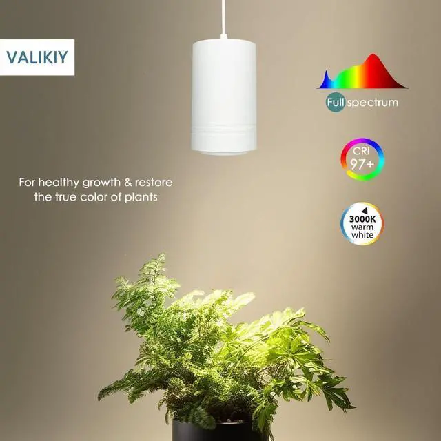 Alt view image 3 of 6 - Hanging Grow Light 40W Large, Full Spectrum Warm White Color Plant Lamp, 120V Plug-in with Timer, 15FT Fabric Power Cord, Decorative Pendant Plant Light for Indoor Plants, Flowers