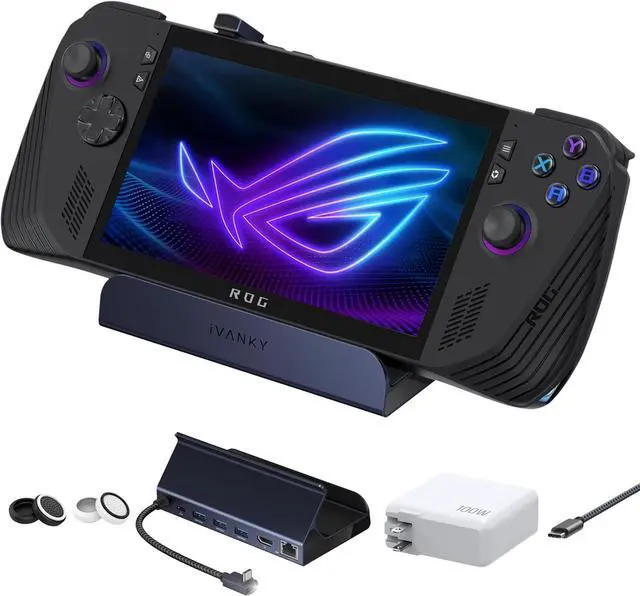 Main image of Legion Go/ROG Ally/Steam Deck Dock with 100W PD Charger, 8-in-1 Hub Docking Station with HDMI 4K@120Hz Gigabit Ethernet, USB-A 3.0, 100W Charging USB-C Port for Valve Stream Deck