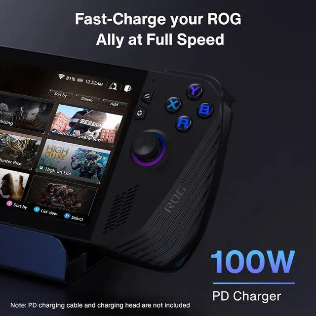 Alt view image 5 of 7 - Legion Go/ROG Ally/Steam Deck Dock with 100W PD Charger, 8-in-1 Hub Docking Station with HDMI 4K@120Hz Gigabit Ethernet, USB-A 3.0, 100W Charging USB-C Port for Valve Stream Deck