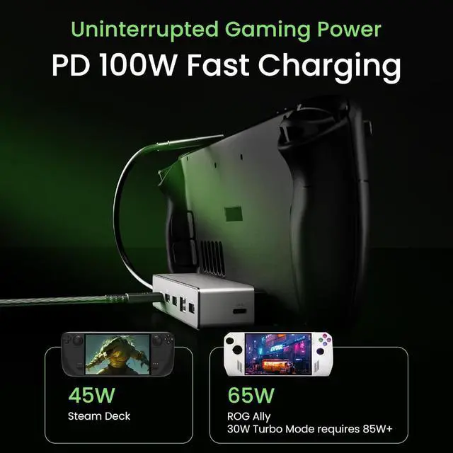 Alt view image 5 of 7 - BenQ GR10 HDMI 2.1 Steam Deck Dock | USB4 Gaming Docking Station/Hub for TV | ROG Ally/Legion GO/ TB4/ Moonlight 4K120Hz Compatible | PD100W | 2.5GbE-GeForce Now | Flip Stand | beCreatus