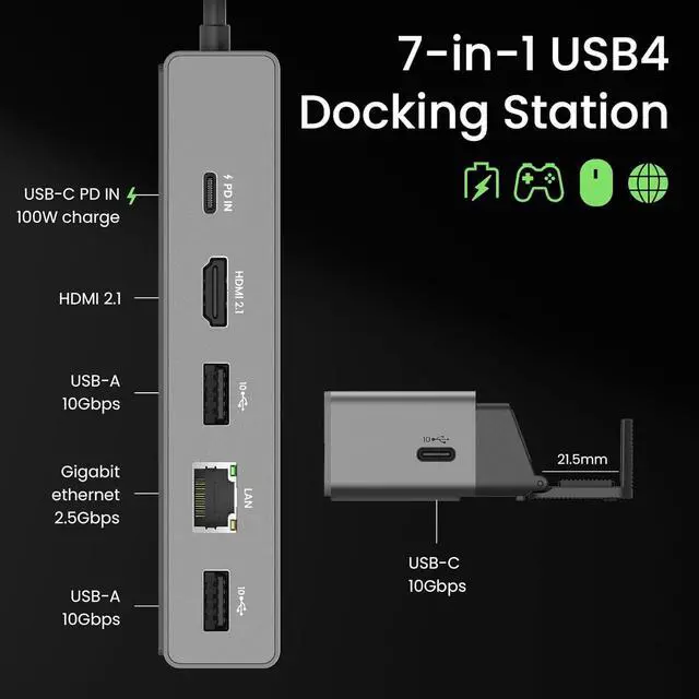 Alt view image 6 of 7 - BenQ GR10 HDMI 2.1 Steam Deck Dock | USB4 Gaming Docking Station/Hub for TV | ROG Ally/Legion GO/ TB4/ Moonlight 4K120Hz Compatible | PD100W | 2.5GbE-GeForce Now | Flip Stand | beCreatus