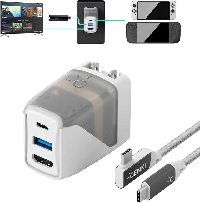 Main image of Global Covert Dock 2 Charger for Nintendo Switch, Steam Deck 45W 4K60Hz HDMI Output Ultra Portable and Safe Dock - USB-C 3.2 PD Cable, 3 Regional Adapters incl.