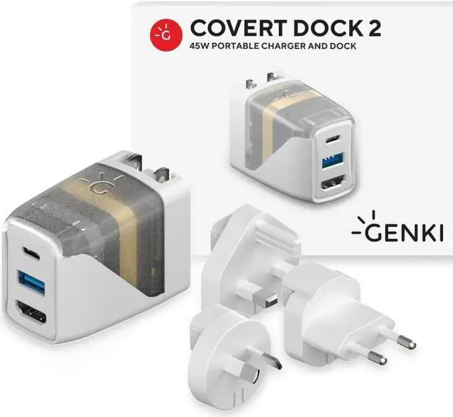 Alt view image 6 of 6 - Global Covert Dock 2 Charger for Nintendo Switch, Steam Deck 45W 4K60Hz HDMI Output Ultra Portable and Safe Dock - USB-C 3.2 PD Cable, 3 Regional Adapters incl.