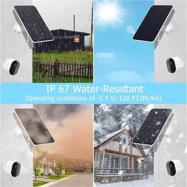 Alt view image 7 of 7 - Solar Panel Charger Compatible with Arlo Ultra/Ultra 2/Pro 3/Pro 4/Pro 3 Floodlight Security Camera, 5V 4W Solar Panels Charging 10Ft/3M Cable IP67 Waterproof (4 Pack)