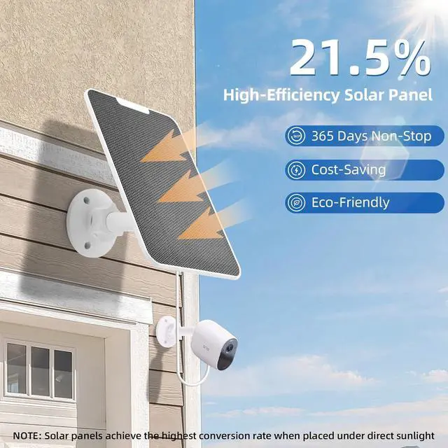 Alt view image 2 of 7 - Solar Panel Charger for Arlo Pro 4/Ultra 2/Pro 3/Ultra/Pro 5S/Pro 3 Floodlight, 5V 4W Camera Solar Panel with 9.8ft/3m Charging Cable,IP65 Waterproof, Includes Adjustable Wall Mount,4 Pack