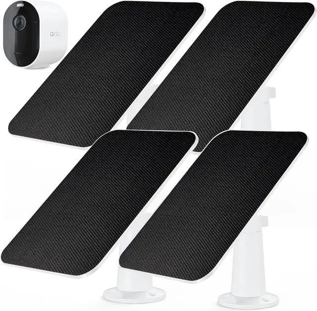 Main image of Solar Panel Charger, Arlo Essential Solar Panel Charger Compatible with Arlo Pro 3/ Pro 4/ Arlo Pro 5S 2K/ Arlo Ultra/Ultra 2/ Arlo Go 2 Camera, 5V 4W Solar Panel Charger 10Ft/3M Cable (4 Pack)
