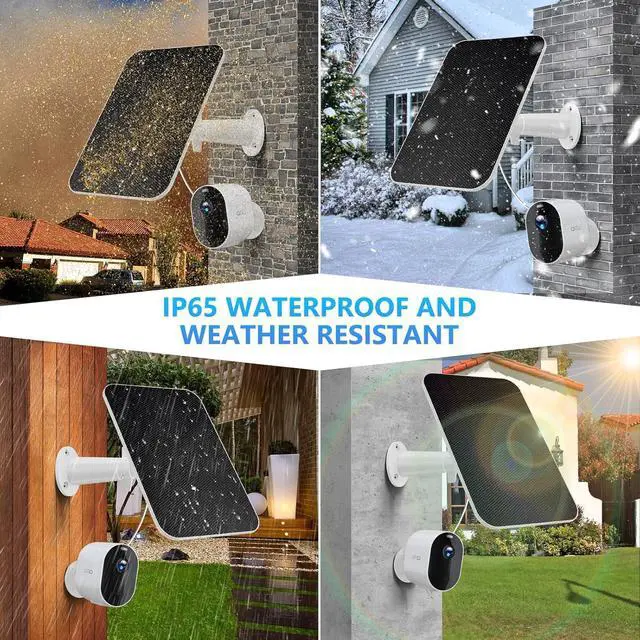 Alt view image 6 of 6 - Solar Panel Charger, Arlo Essential Solar Panel Charger Compatible with Arlo Pro 3/ Pro 4/ Arlo Pro 5S 2K/ Arlo Ultra/Ultra 2/ Arlo Go 2 Camera, 5V 4W Solar Panel Charger 10Ft/3M Cable (4 Pack)