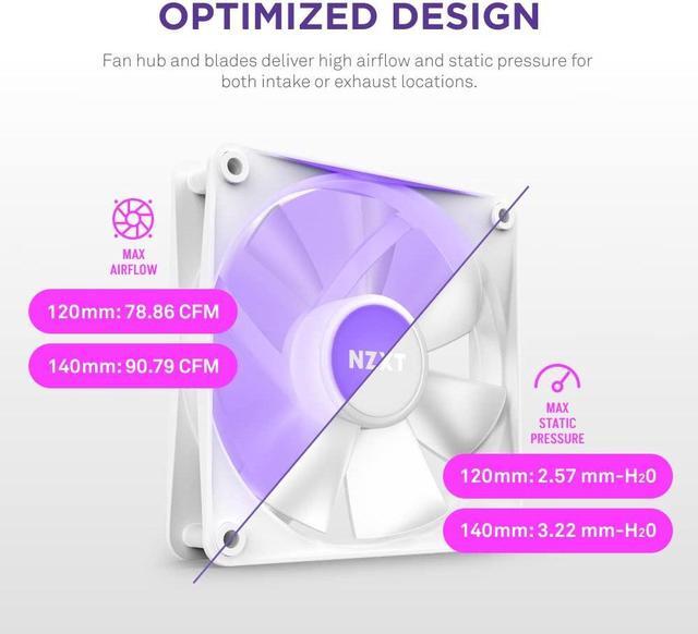 Alt view image 3 of 7 - NZXT F120 RGB Core Triple Pack - 3 x 120mm Hub-Mounted RGB Fans with RGB Controller - 8 Individually-Addressable LEDs - Semi-Translucent Blades - High Static Pressure & Airflow - CAM Software - White