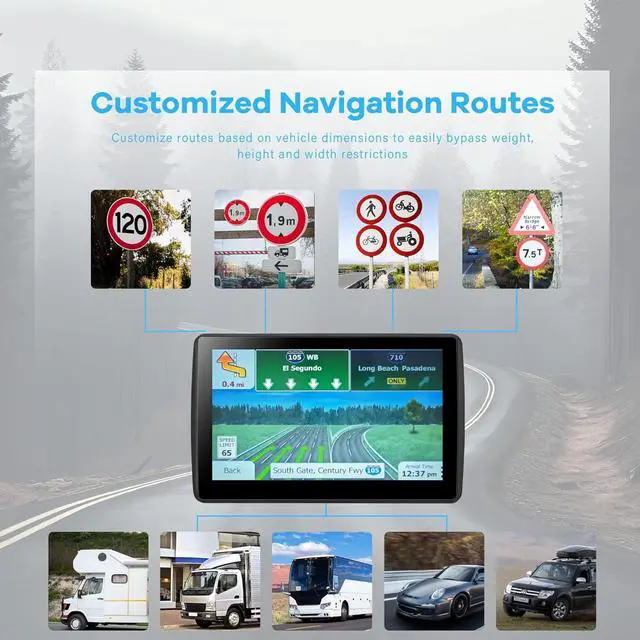 Alt view image 2 of 6 - GPS Navigator for Car Truck RV, Latest 2024 Map 7 inch Touch Screen Car GPS, Support Voice Turn Direction Guidance/Speed and Red Light Warning/Custom Truck Routing (Black)