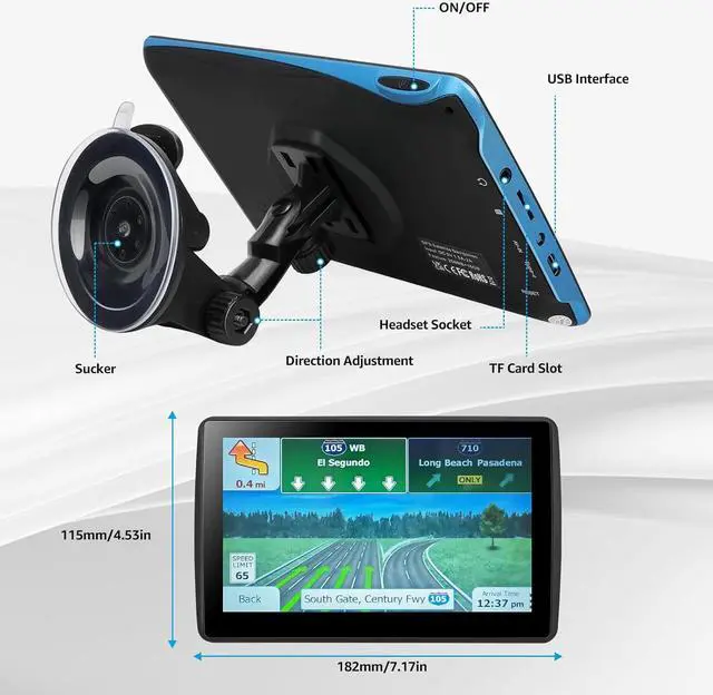 Alt view image 4 of 6 - GPS Navigator for Car Truck RV, Latest 2024 Map 7 inch Touch Screen Car GPS, Support Voice Turn Direction Guidance/Speed and Red Light Warning/Custom Truck Routing (Black)