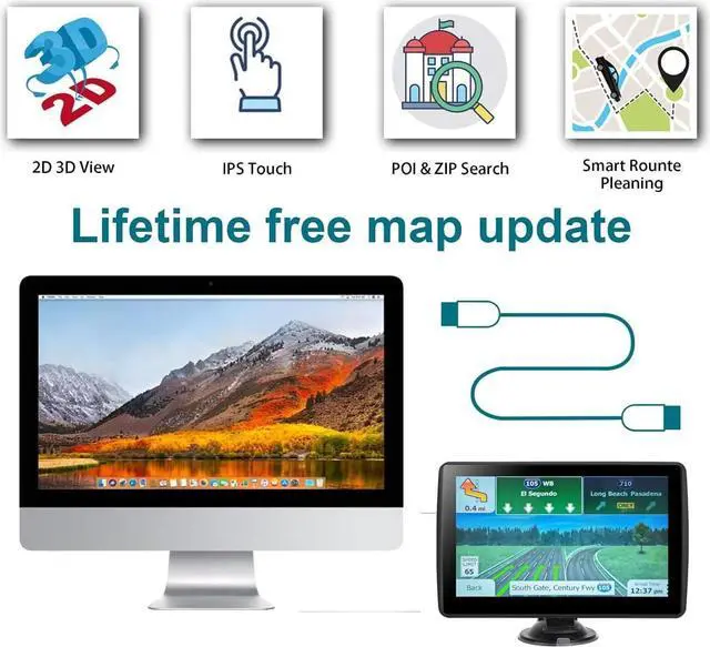 Alt view image 5 of 6 - GPS Navigator for Car Truck RV, Latest 2024 Map 7 inch Touch Screen Car GPS, Support Voice Turn Direction Guidance/Speed and Red Light Warning/Custom Truck Routing (Black)