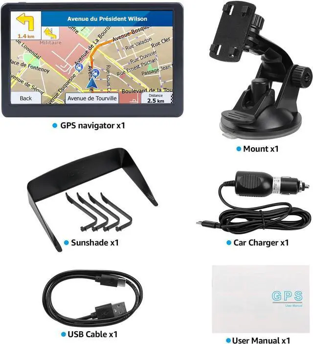 Alt view image 6 of 6 - GPS Navigator for Car, Truck GPS 7 Inch Touch Screen, Latest 2024 Maps for Car GPS, RV GPS Support Voice Turn-by-Turn Guidance, Speed and Red Light Warning, Custom Truck Routing (Black)