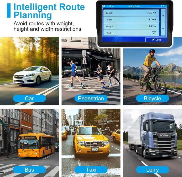 Alt view image 2 of 6 - GPS Navigator for Car Truck RV, 9 inch Touch Screen Latest 2024 Map, Real Voice Spoken Turn-by-Turn Direction Reminding Navigation System for Cars, Vehicle GPS with Speed and Red Light Warning (Black)