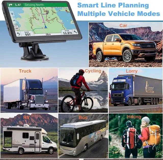 Alt view image 3 of 7 - GPS Navigator for Car, Latest 2025 Map 7 inch Touch Screen Car GPS 256-16GB, Voice Turn Direction Guidance, Support Speed and Red Light Warning, North America Lifetime map Free Update