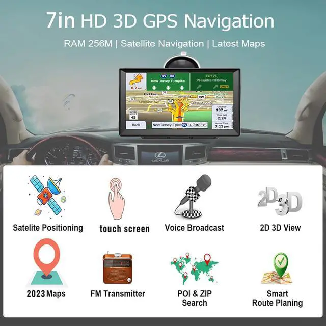Alt view image 2 of 6 - GPS Navigator for carTouch Screen Car GPS SystemVoice Turn Direction Guidance, GPS Navigation for Car Support Speed Red Light Warning, Support MP4, Music and Games.Free Lifetime Map Update (7inch)