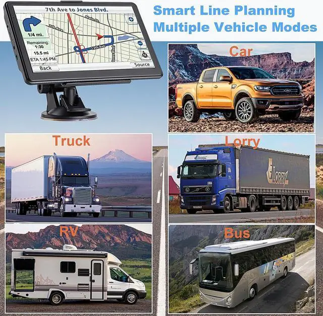 Alt view image 3 of 7 - GPS Navigator for Car Truck, Latest 2025 Map 7 inch Touch Screen GPS for Car 256-16GB, Voice Turn Direction Guidance, Speed and Red Light Warning, Pre-Installed North America Lifetime map Free Update