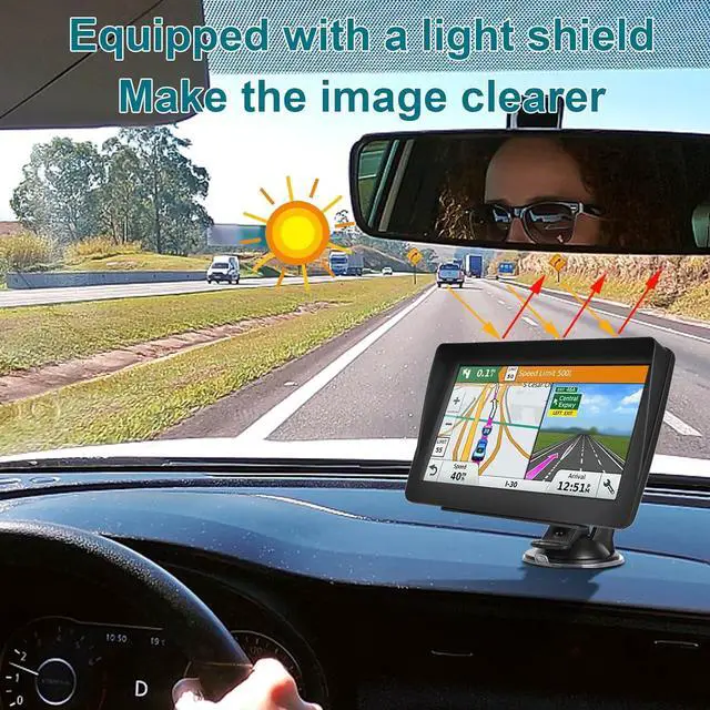 Alt view image 2 of 7 - GPS Navigator for Car 2024 Latest 7-inch HD Touchscreen 256M-16GB Voice Turning Alert Speed Limit Red Light Warning Car GPS Navigation with Pre-Installed North America Maps Free Lifetime Updates