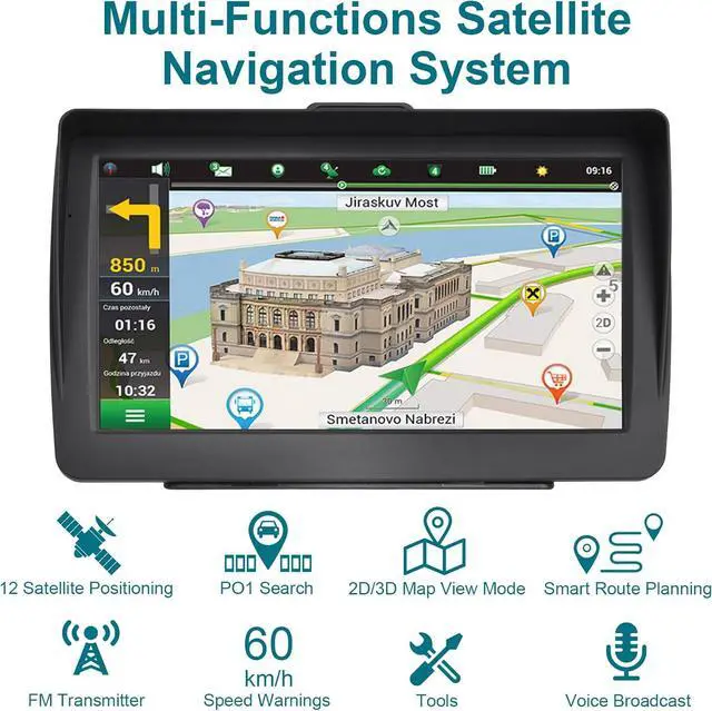 Alt view image 4 of 7 - GPS Navigator for Car 2024 Latest 7-inch HD Touchscreen 256M-16GB Voice Turning Alert Speed Limit Red Light Warning Car GPS Navigation with Pre-Installed North America Maps Free Lifetime Updates