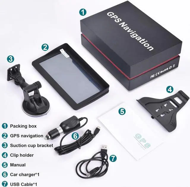 Alt view image 7 of 7 - GPS Navigator for Car 2024 Latest 7-inch HD Touchscreen 256M-16GB Voice Turning Alert Speed Limit Red Light Warning Car GPS Navigation with Pre-Installed North America Maps Free Lifetime Updates