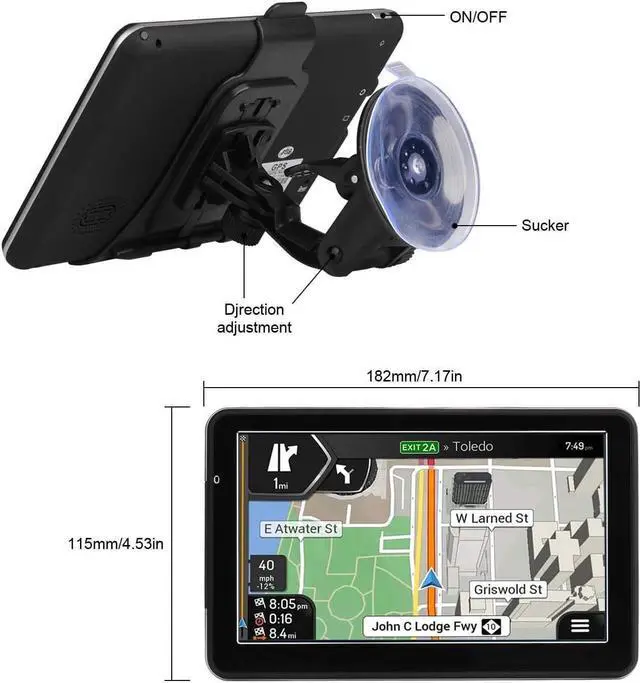 Alt view image 6 of 7 - GPS Navigation for Car Latest 2024 Map 7 inch Touch Screen Car GPS Navigator Semi Trucker GPS Navigation System Support Speed and Red Light Warning Free Lifetime Updates Map
