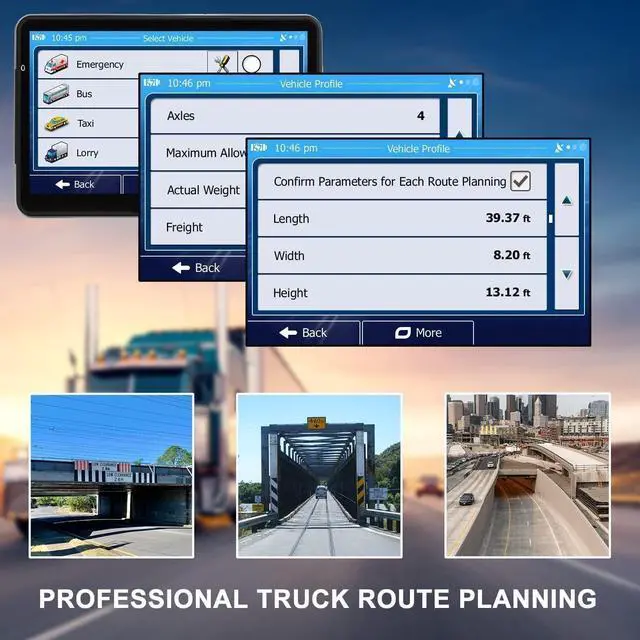 Alt view image 3 of 7 - GPS Navigation for Car Latest 2024 Map 7 inch Touch Screen Car GPS Navigator Semi Trucker GPS Navigation System Support Speed and Red Light Warning Free Lifetime Updates Map