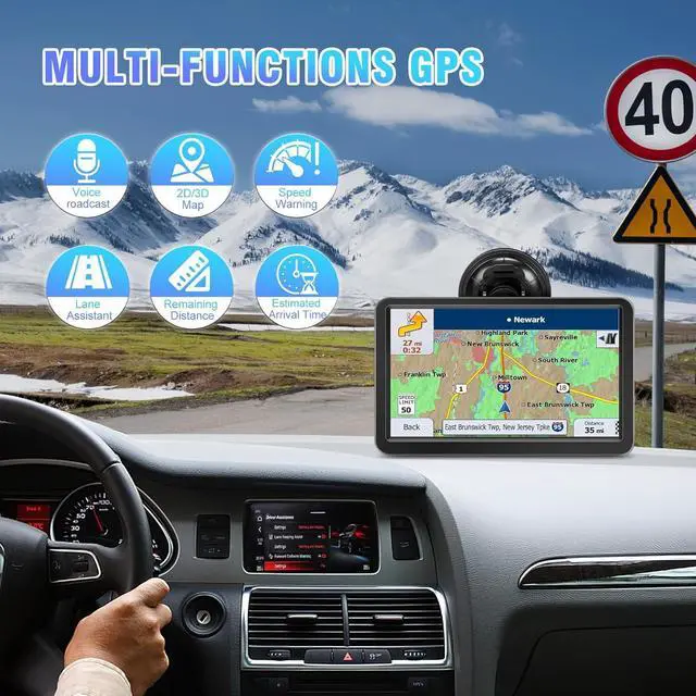 Alt view image 2 of 7 - GPS Navigator for Car, Truck GPS Navigation System, 7 inch 256M+16GB Touch Screen Sat Nav Trucker Vehicle GPS Unit, Voice Turn Direction Guidance, Speed Warning, North America Map Lifetime Free Update
