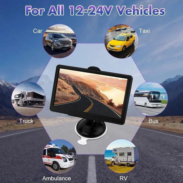 Alt view image 5 of 7 - GPS Navigation for Car Truck RV, Latest 2024 US/CA/MX Maps Free Lifetime Updates, GPS Navigator Navigation System 7 Inch Touchscreen Voice Lane Guidance Speed Cam Warning Vehicle Car GPS for Trucker