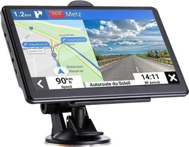 Main image of GPS Navigation for Car 7 Inch Slimline Touch Screen Real Voice Direction USA Edition 2024 (Free Lifetime Updates) Turn-by-Turn Voice and Lane Guidance, Speed and Red Light Warning