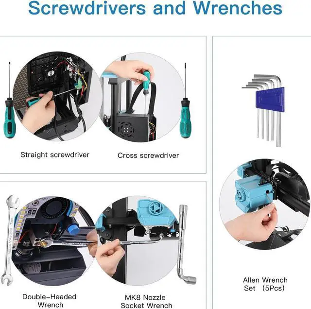 Alt view image 4 of 7 - Sovol 3D Printer Tools Kit, 78 PCS 3D Printer Accessories with Nozzle Cleaning Kit, Removable Multi-Function Screwdriver Kit, Deburring, Removal Tools, Cutters, Hobby Knife Set, Wrench Set