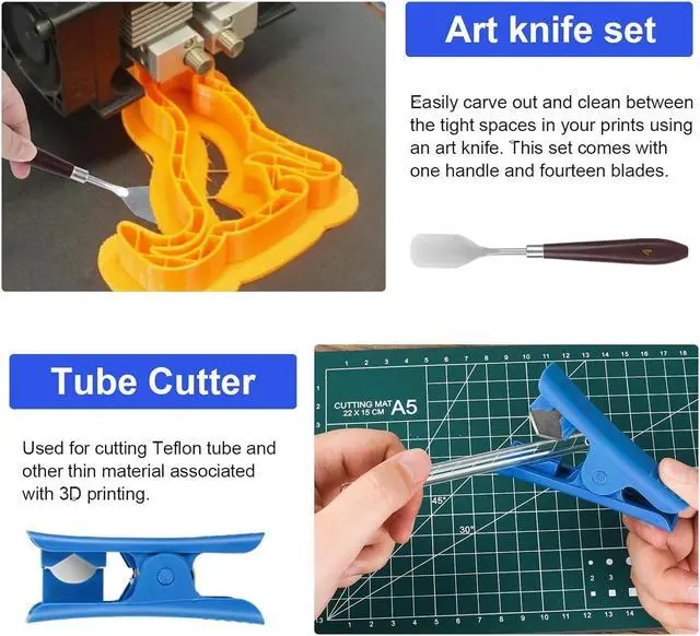Alt view image 5 of 7 - 3D Printer Tools Kit, 3D Printing Accessory with 55Pcs Includes Deburring Tool, Caliper, Art Knife Set, Tube Cutter, Storage Bag Suitable for 3D Print Removing, Cleaning