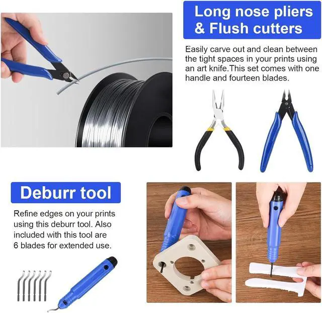 Alt view image 7 of 7 - 3D Printer Tools Kit, 3D Printing Accessory with 55Pcs Includes Deburring Tool, Caliper, Art Knife Set, Tube Cutter, Storage Bag Suitable for 3D Print Removing, Cleaning
